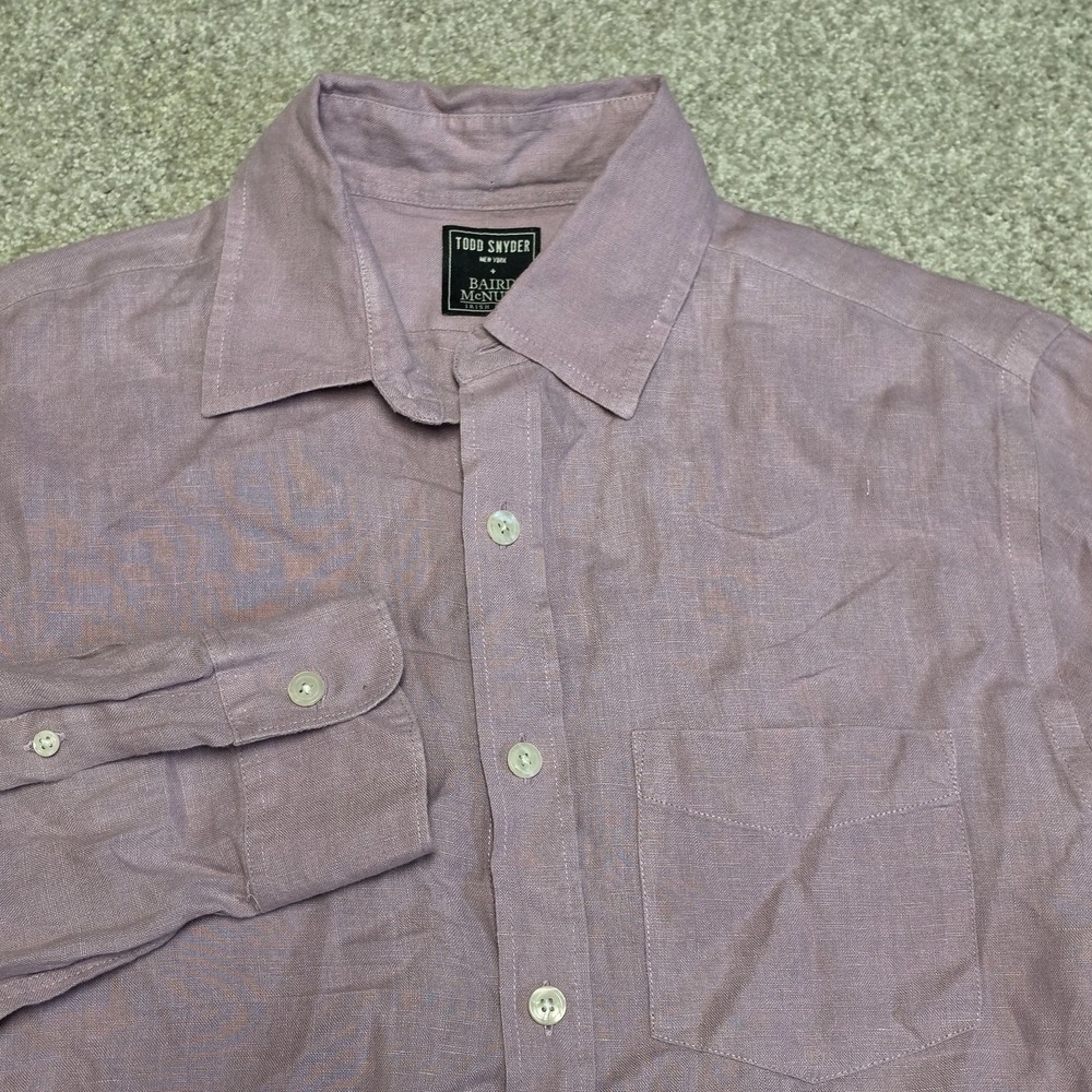 Todd Snyder x Baird McNutt Button up Shirt Irish Linen Size S Long Sleeve Purple